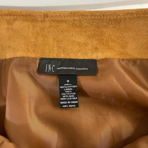 INC suede brown mini skirt size 8 front zipper - Picture 6 of 7